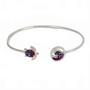 NEW MOSAICO women's austrian crystals sea turtle bracelet in silver - multi